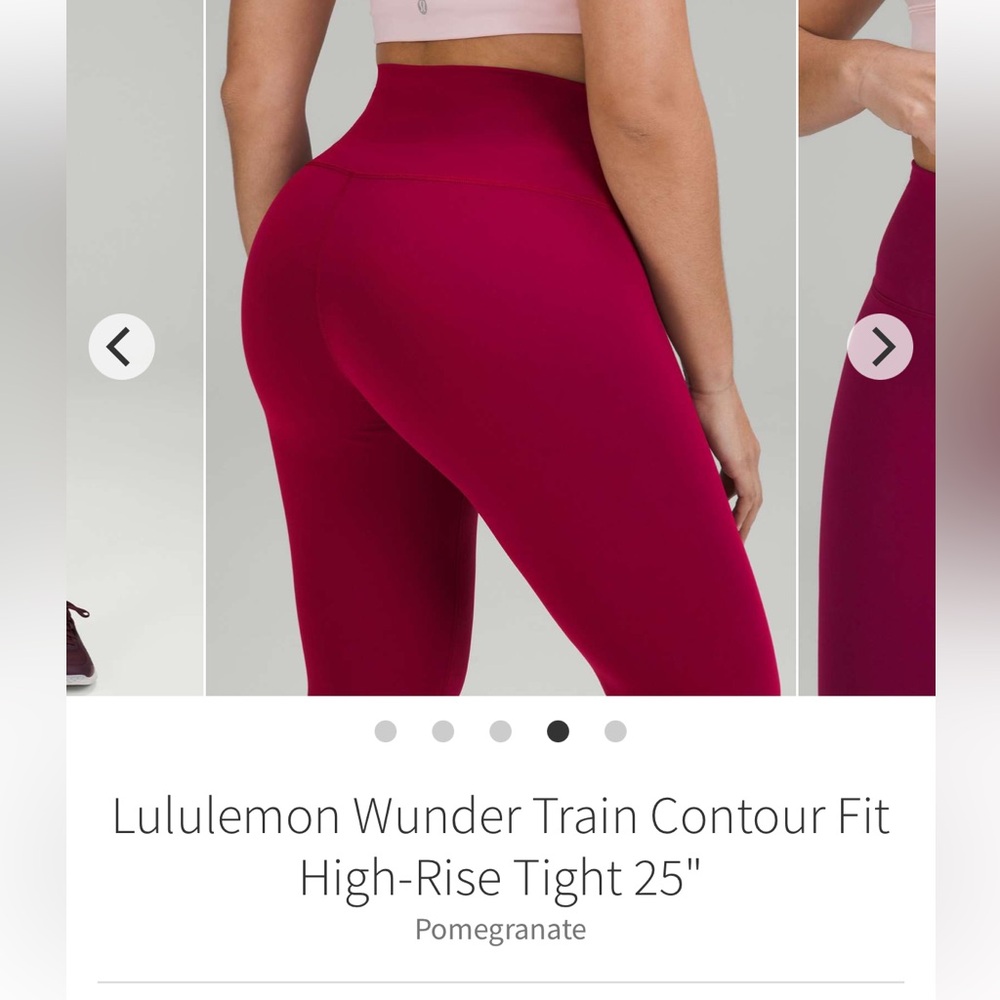 Lululemon Wunder Train Contour Fit 25” Leggings in Pomegranate size 4 - Picture 4 of 11